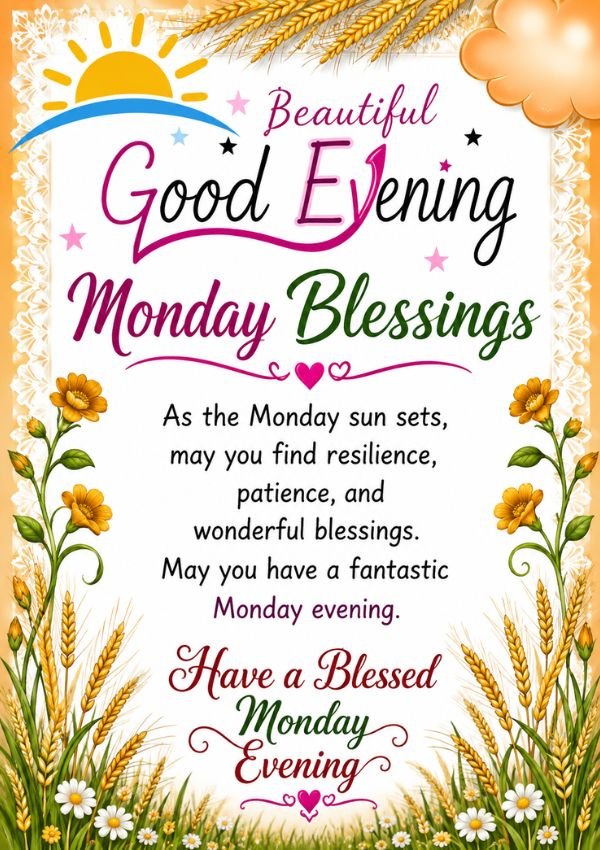 Beautiful Good Evening Monday Blessings
