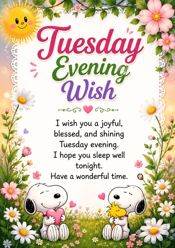 Good Evening Tuesday Wishes with Images